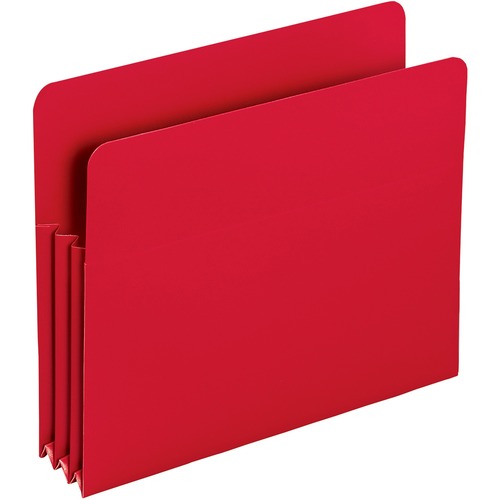Smead Straight Tab Cut Letter File Pocket - 8 1/2" x 11" - 3 1/2" Expansion - Polypropylene - Red - 4 / Pack