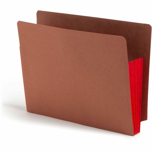 Smead TUFF Pocket Straight Tab Cut Letter Recycled File Pocket - 8 1/2" x 11" - 3 1/2" Expansion - 1 Pocket(s) - Top Tab Location - 12.5 pt. - 2 Plys - Redrope - Red - Tear Resistant - 30% Recycled - 10 / Box