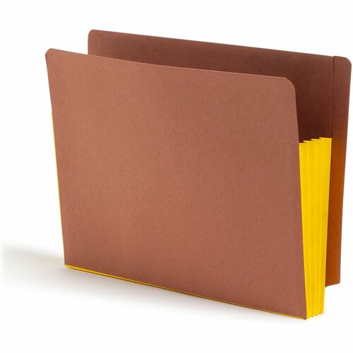 Smead Straight Tab Cut Letter Recycled File Pocket - 8 1/2" x 11" - 3 1/2" Expansion - 1 Pocket(s) - End Tab Location - 2 Plys - Redrope - Yellow - 30% Recycled - 10 / Box