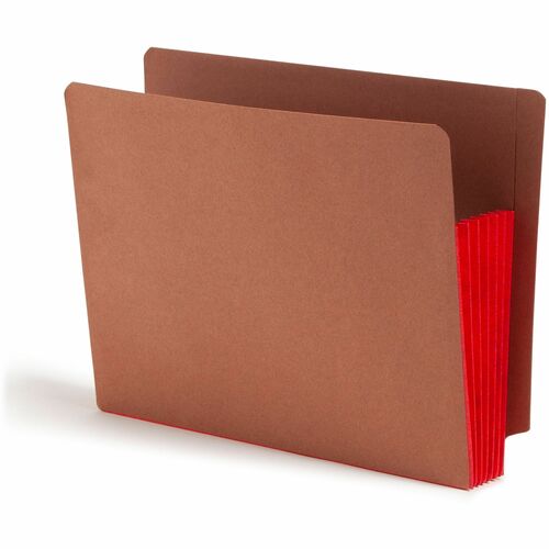Smead Straight Tab Cut Letter Recycled File Pocket - 8 1/2" x 11" - 5 1/4" Expansion - Redrope - Red - 30% Recycled - 10 / Box