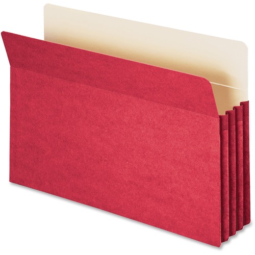 Smead Pocket Straight Tab Cut Legal Recycled File Pocket - Legal - 8 1/2" x 14" Sheet Size - 3 1/2" Expansion - Top Tab Location - Tear Resistant Material - Red - Recycled - 1 Each