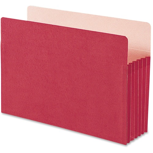Smead Colored Straight Tab Cut Legal Recycled File Pocket - 8 1/2" x 14" - 5 1/4" Expansion - Top Tab Location - Manila - Red - 10% Recycled - 1 Each