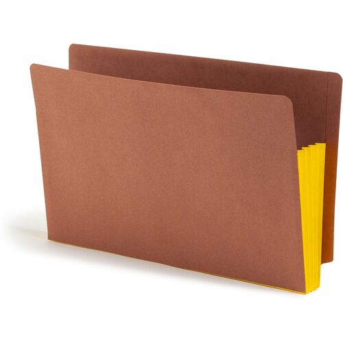 Smead TUFF Pocket Straight Tab Cut Legal Recycled File Pocket - 8 1/2" x 14" - 3 1/2" Expansion - 1 Pocket(s) - Top Tab Location - 12.5 pt. - 2 Plys - Redrope - Yellow - Tear Resistant - 30% Recycled - 1 / Pack