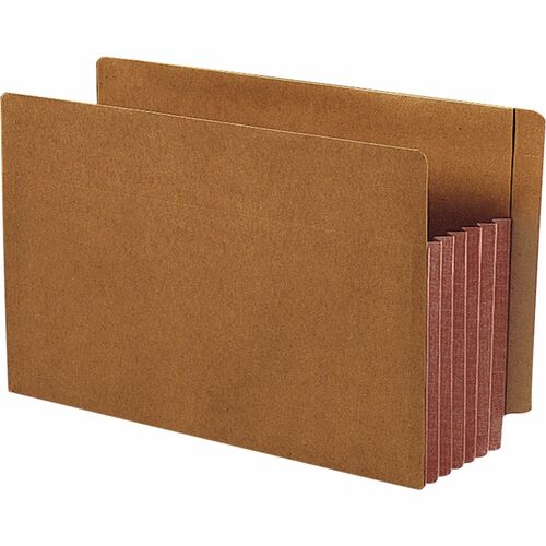 Smead Straight Tab Cut Legal Recycled File Pocket - 8 1/2" x 14" - 5 1/4" Expansion - Redrope - Dark Brown - 30% Recycled - 10 / Box
