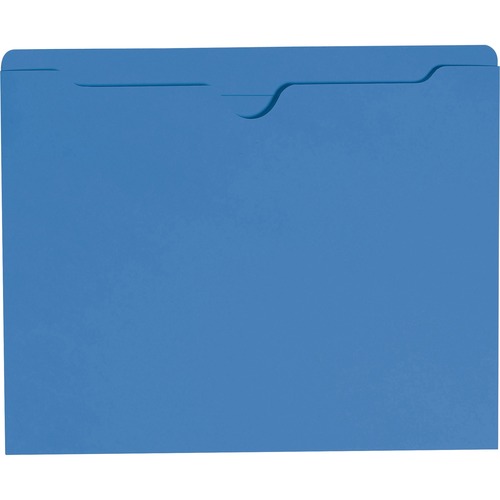 Smead Colored Straight Tab Cut Letter Recycled File Jacket - 8 1/2" x 11" - Blue - 10% Recycled - 100 / Box - Color Jackets - SMD75502