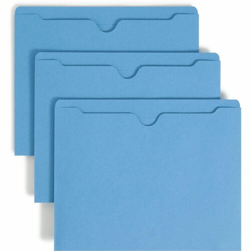 Smead Colored Straight Tab Cut Letter Recycled File Jacket - 8 1/2" x 11" - Blue - 10% Recycled - 100 / Box - Color Jackets - SMD75502