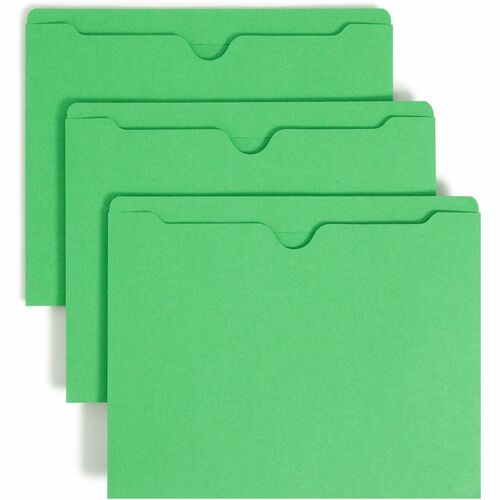 Smead Colored Straight Tab Cut Letter Recycled File Jacket - 8 1/2" x 11" - Green - 10% Recycled - 100 / Box