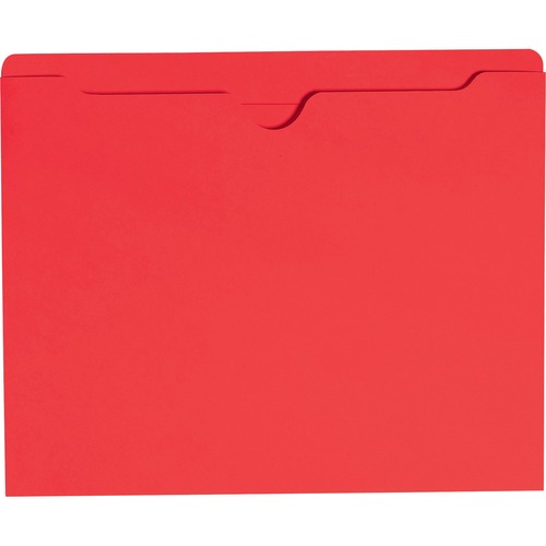 Smead Colored Straight Tab Cut Letter Recycled File Jacket - 8 1/2" x 11" - Red - 10% Recycled - 100 / Box