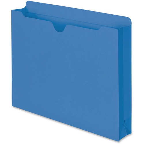 Smead Colored Straight Tab Cut Letter Recycled File Jacket - 8 1/2" x 11" - 2" Expansion - Blue - 10% Recycled - 50 / Box