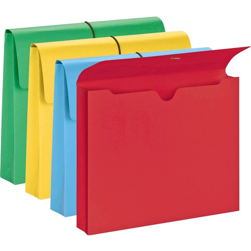 Smead Recycled File Wallet - 11 3/4" x 9 1/2" - 2" Expansion - Redrope - Blue, Green, Red, Yellow - 10% Recycled - 50 / Box
