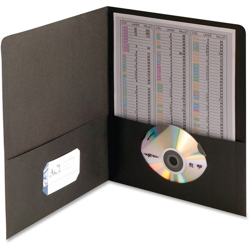 Smead Two-Pocket Folders - 8 1/2" x 11" - 100 Sheets Capacity - 1/2" for Folder - 2 Pocket(s) - 11 pt. - Leatherette - Black - 10% Recycled - 25 / Box