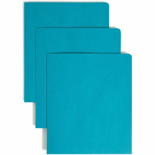 Smead Letter Recycled Pocket Folder - 1/2" Folder Capacity - 8 1/2" x 11" - 2 Pocket(s) - 11 pt. - Leatherette - Teal - 10% Recycled - 25 / Box