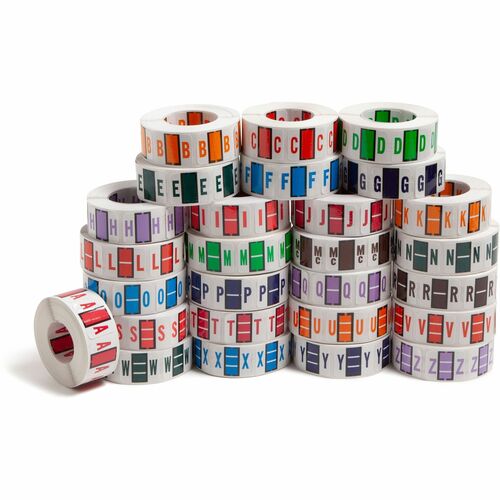 Smead BCCR Bar-Style Color-Coded Labels - "Alphabet" - 1 1/4" Width x 1" Length - Assorted - 500 / Box