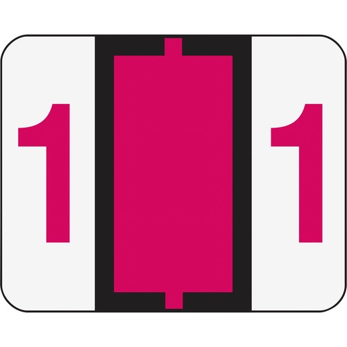 Smead BCCRN Bar-Style Color-Coded Labels - "Number" - 1 1/4" Width x 1" Length - Red - 500 / Roll