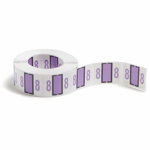 Smead BCCRN Bar-Style Color-Coded Labels - "Number" - 1 1/4" Width x 1" Length - Lavender - 500 / Roll