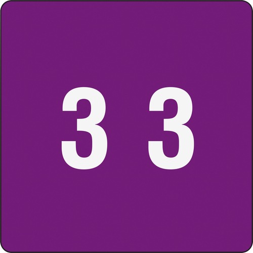 Smead DCC Color-Coded Numeric Labels - "3" - 1 1/2" Width x 1 1/2" Length - Purple - 250 / Roll