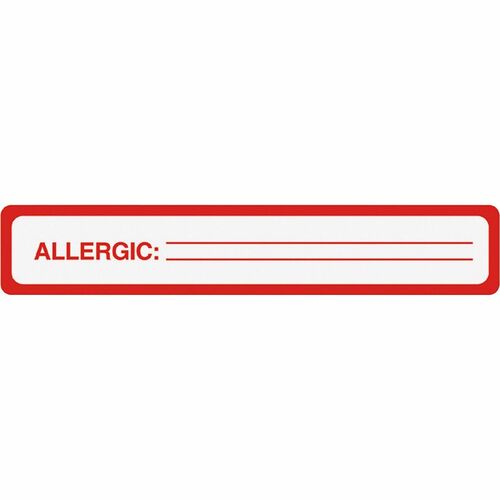 Tabbies ALLERGIC Allergy Message Labels - 5 1/2" Width x 1" Length - Black, Black - 175 / Roll