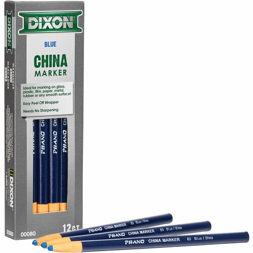 Dixon Phano Nontoxic China Markers - Blue Lead - 12 / Dozen