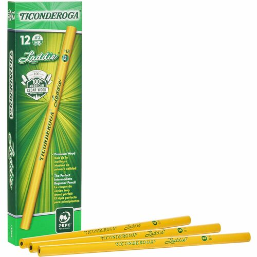 Ticonderoga Laddie Pencils - 2HB Lead - Yellow Barrel - 1 Dozen