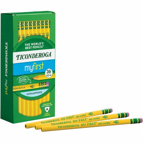 Ticonderoga Tri-Write Beginner No. 2 Pencils - #2 Lead - Yellow Barrel - 36 / Box