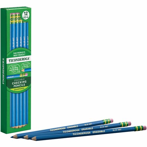 Dixon Eraser Tipped Checking Pencils - HB Lead - Blue Lead