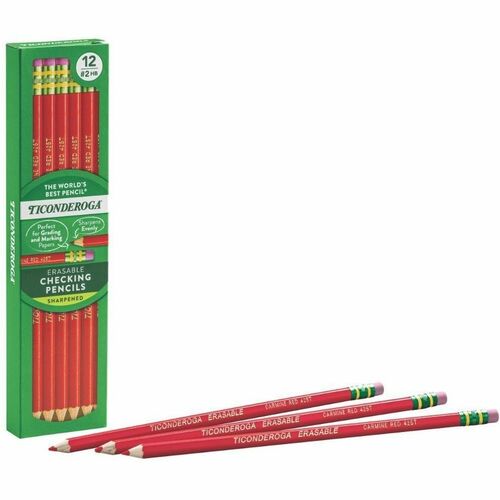 Ticonderoga Eraser Tip Checking Pencils - HB Lead - Red Lead - Specialty Marking Pencils/Crayons - DIX14259