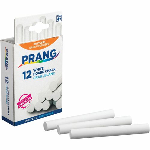 Prang White Chalk Sticks - 3.3" Length - 0.4" Diameter - White - 12 / Box - Non-toxic