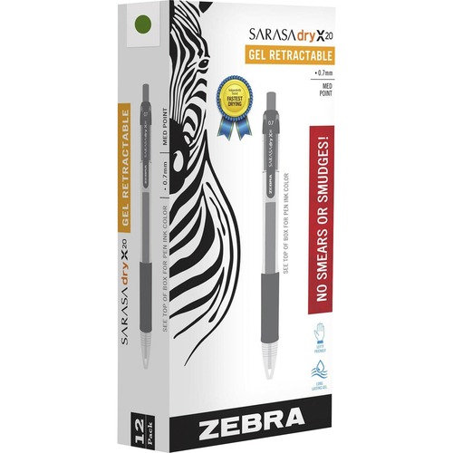 Zebra Pen Sarasa Gel Retractable Pens - Medium Pen Point - 0.7 mm Pen Point Size - Refillable - Retractable - Forest Green Pigment-based Ink - Translucent Barrel - Gel Ink Pens - ZEB46940