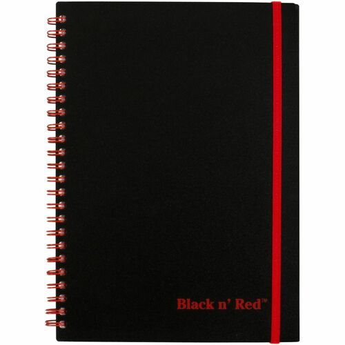 Black n' Red Wirebound Semi - rigid Cover Ruled Notebook - A5 - 70 Sheets - Wire Bound - 24 lb Basis Weight - 5 7/8" x 8 1/4" - White Paper - Red Binder - Black Cover - Polypropylene Cover - Perforated, Wipe-clean Cover, Rigid, Strap, Micro Perforated - 1