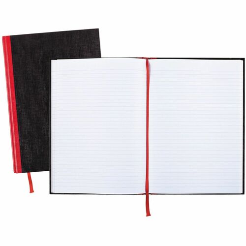 Black n' Red Casebound Ruled Notebooks - A4 - 96 Sheets - Sewn - 24 lb Basis Weight - 8 1/4" x 11 3/4" - White Paper - Red Binder - Black Cover - Heavyweight Cover - Hard Cover, Ribbon Marker - 1 Each