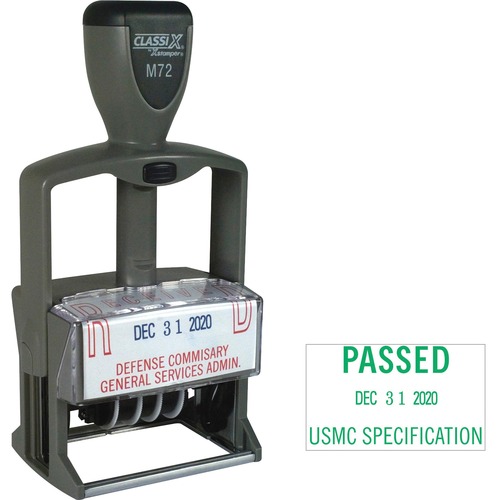 Xstamper ClassiX Self-inking Plastic Date Stamp - Custom Message/Date Stamp - 1.25" Impression Width x 2.12" Impression Length - 1 Each