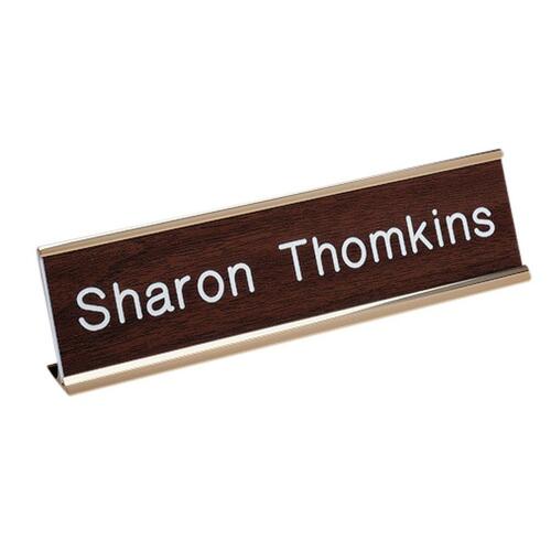 Xstamper Standard Aluminum Desk Sign - 1 Each - 8" Width x 2" Height - Aluminum - Gold