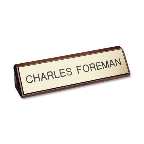 Xstamper Xecutives Plastic Name Plates On Wood - 1 Each - 8" Width x 2" Height - Indoor - Plastic, Wood