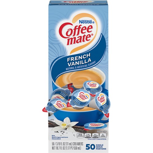 Coffee mate French Vanilla Liquid Creamer Singles - Gluten-Free - French Vanilla Flavor - 0.38 fl oz (11 mL) - 50/Box - 50 Serving