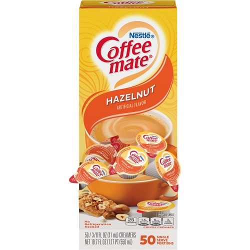 Coffee mate Liquid Creamer Tub Singles, Gluten-Free - Hazelnut Flavor - 0.38 fl oz (11 mL) - 50/Box - 50 Serving