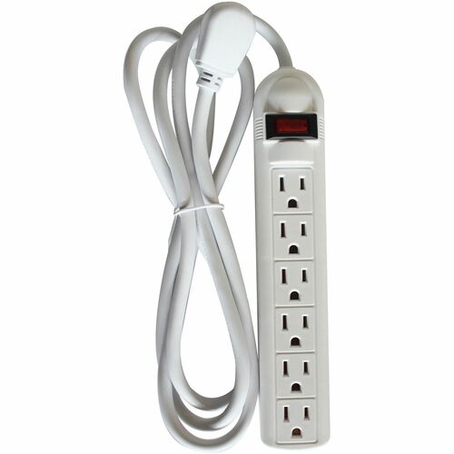 Compucessory 6-Outlet Power Strips - 6 - 6 ft Cord - 104 J Surge Energy - 15 A Current - 125 V AC Voltage - Strip - Putty