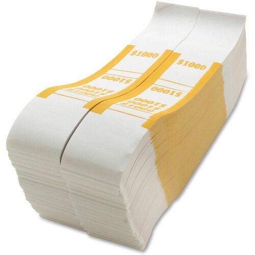 Sparco White Kraft ABA Bill Straps - 1000 Wrap(s)Total $1,000 in $10 Denomination - Kraft - Yellow - 1000 / Pack
