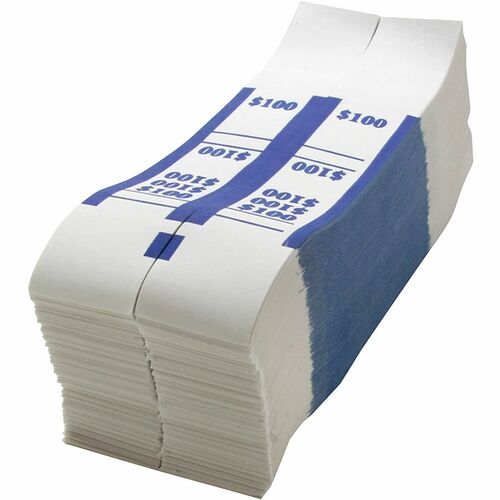 Sparco White Kraft ABA Bill Straps - 1000 Wrap(s)Total $100 in $1 Denomination - Kraft - Blue - 1000 / Pack