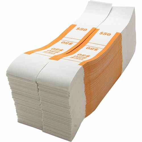Sparco White Kraft ABA Bill Straps - 1000 Wrap(s)Total $50 in $1 Denomination - Kraft - Orange - 1000 / Pack