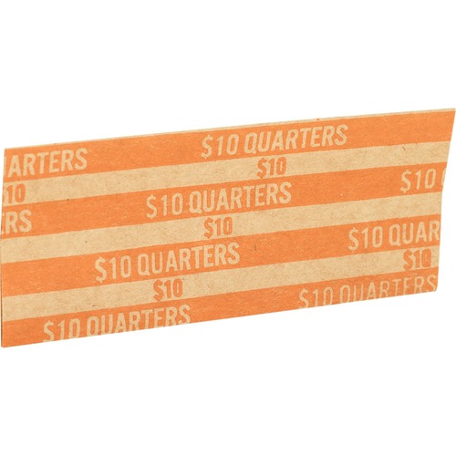 Sparco Flat Coin Wrappers - 1000 Wrap(s)Total $10 in 40 Coins of 25¢ Denomination - 60 lb Basis Weight - Kraft - Orange - 1000 / Pack