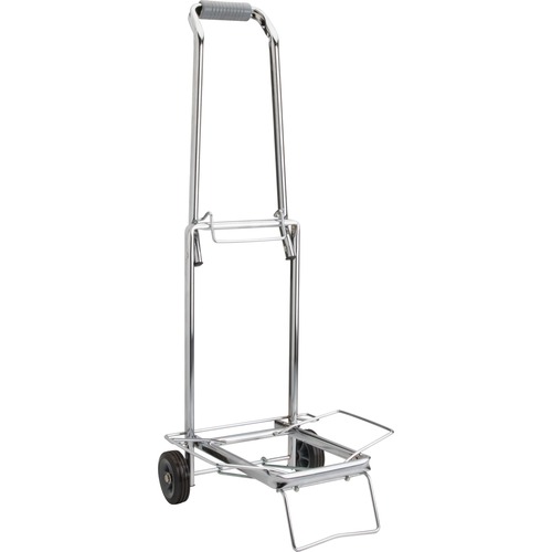 Sparco Compact Luggage Cart - 68.04 kg Capacity - 2 Casters - x 14.8" Width x 13.8" Depth x 35" Height - Chrome - 1 Each - Luggage Carts - SPR01753