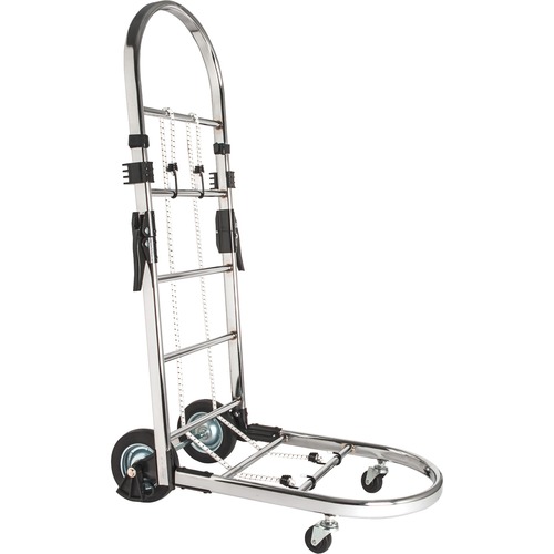 Sparco Portable Platform Luggage Cart - 90.72 kg Capacity - 4 Casters - 6" (152.40 mm), 1.75" (44.45 mm) Caster Size - Steel - x 14.5" Width x 26" Depth x 38.3" Height - Chrome - 1 Each
