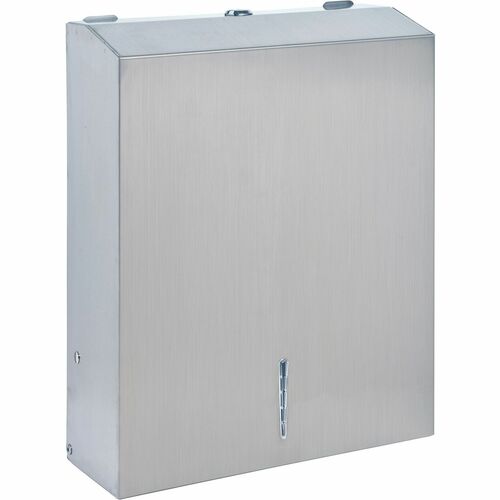 Genuine Joe C-Fold/Multi-fold Towel Dispenser Cabinet - C Fold, Multifold Dispenser - 13.5" Height x 11" Width x 4.3" Depth - Stainless Steel, Metal - Silver - Wall Mountable - 1 Each