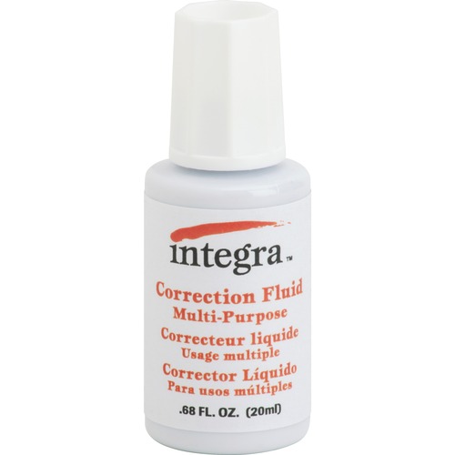 Integra Multipurpose Correction Fluid - Brush Applicator - 22 mL - White - 1 Each