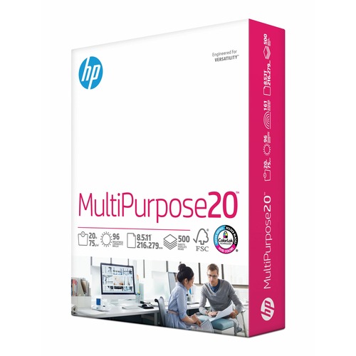 HP Papers MultiPurpose20 8.5x11 Copy & Multipurpose Paper - White - 96 Brightness - Letter - 8 1/2" x 11" - 20 lb Basis Weight - Smooth - 500 / Ream - FSC - Copy & Multi-use White Paper - HEW112000