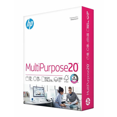 HP Papers Multipurpose20 Copy Paper - White - 96 Brightness - Letter - 8 1/2" x 11" - 20 lb Basis Weight - Smooth - Quick Drying, Smear Resistant - White - 500 / Ream