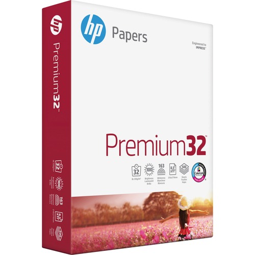 HP Papers Premium32 8.5x11 Laser Copy & Multipurpose Paper - White - 100 Brightness - Letter - 8 1/2" x 11" - 32 lb Basis Weight - 500 / Ream - FSC