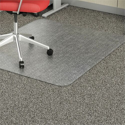Lorell Low-Pile Economy Chairmat - Carpeted Floor - 60" Length x 46" Width x 0.095" Thickness - Rectangular - Vinyl - Clear - 1Each