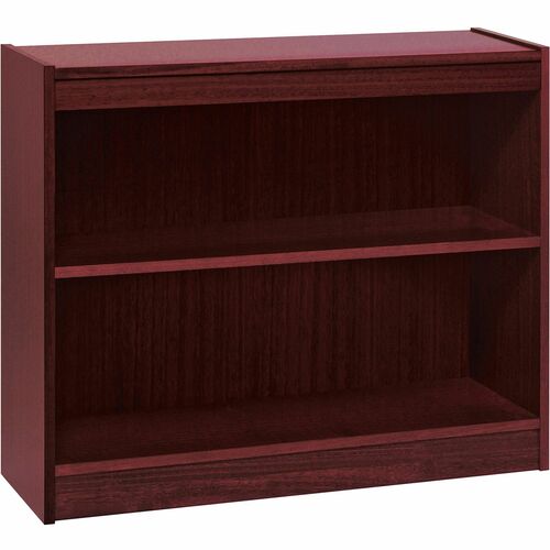 Lorell Panel End Hardwood Veneer Bookcase - 36" x 12" x 30" - 2 x Shelf(ves) - 110 lb Load Capacity - Mahogany - Laminate - Wood, Veneer - Assembly Required