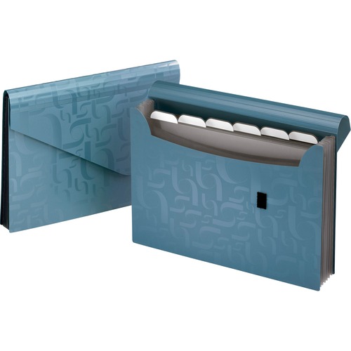 Pendaflex Expanding File - 13 1/2" x 9 1/16" - 7 Pocket(s) - Poly - Blue - Embossed, Tab, Self-adhesive, Hook & Loop Closure - 1 Each